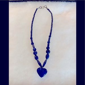 😊Lapis lazuli necklace with brass clasp, 19 1/2” long, great with jeans.